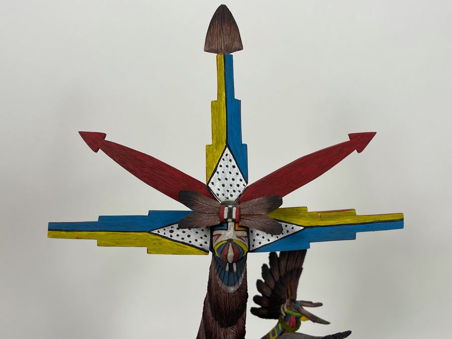 Hand Carved Hand-Painted Kachina Shalako / Quaho Hopi Maiden Eagle Native American By Edgar Sumatzkuku 17.5H X 8W Retails $325 [Photo 11]
