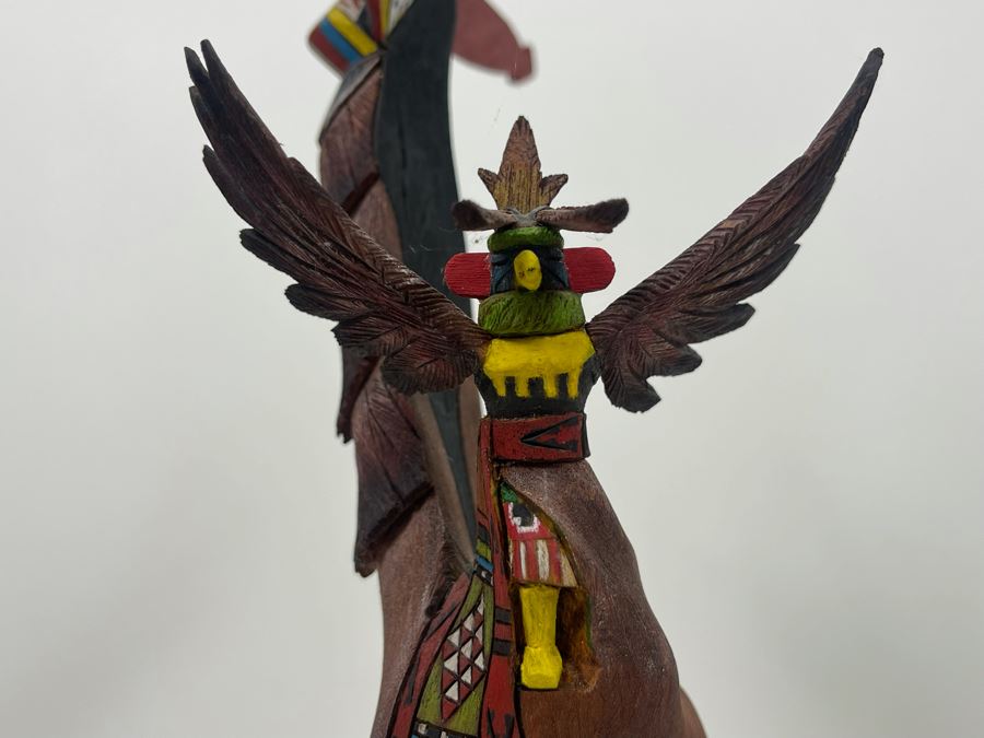 Hand Carved Hand-Painted Kachina Shalako / Quaho Hopi Maiden Eagle Native American By Edgar Sumatzkuku 17.5H X 8W Retails $325 [Photo 9]
