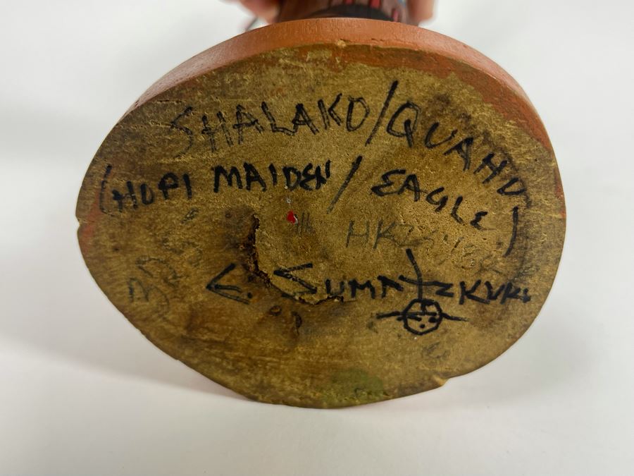 Hand Carved Hand-Painted Kachina Shalako / Quaho Hopi Maiden Eagle Native American By Edgar Sumatzkuku 17.5H X 8W Retails $325 [Photo 20]
