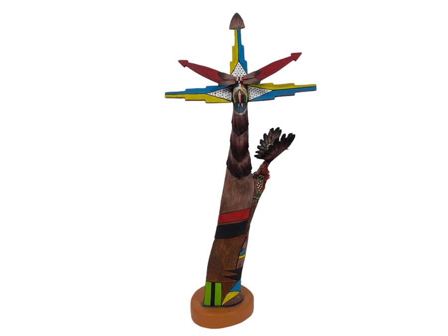 Hand Carved Hand-Painted Kachina Shalako / Quaho Hopi Maiden Eagle Native American By Edgar Sumatzkuku 17.5H X 8W Retails $325