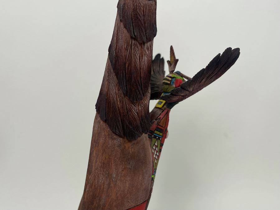 Hand Carved Hand-Painted Kachina Shalako / Quaho Hopi Maiden Eagle Native American By Edgar Sumatzkuku 17.5H X 8W Retails $325 [Photo 14]