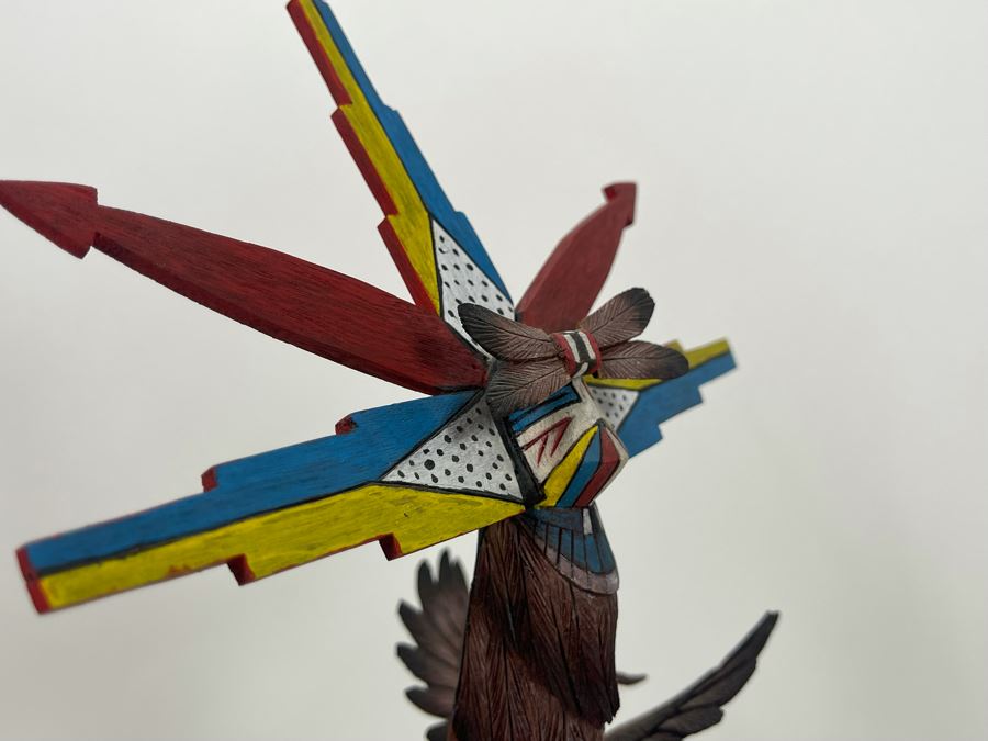 Hand Carved Hand-Painted Kachina Shalako / Quaho Hopi Maiden Eagle Native American By Edgar Sumatzkuku 17.5H X 8W Retails $325 [Photo 15]