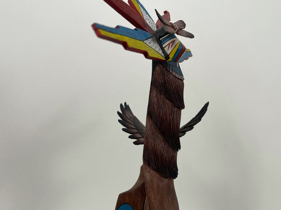 Hand Carved Hand-Painted Kachina Shalako / Quaho Hopi Maiden Eagle Native American By Edgar Sumatzkuku 17.5H X 8W Retails $325 [Photo 16]