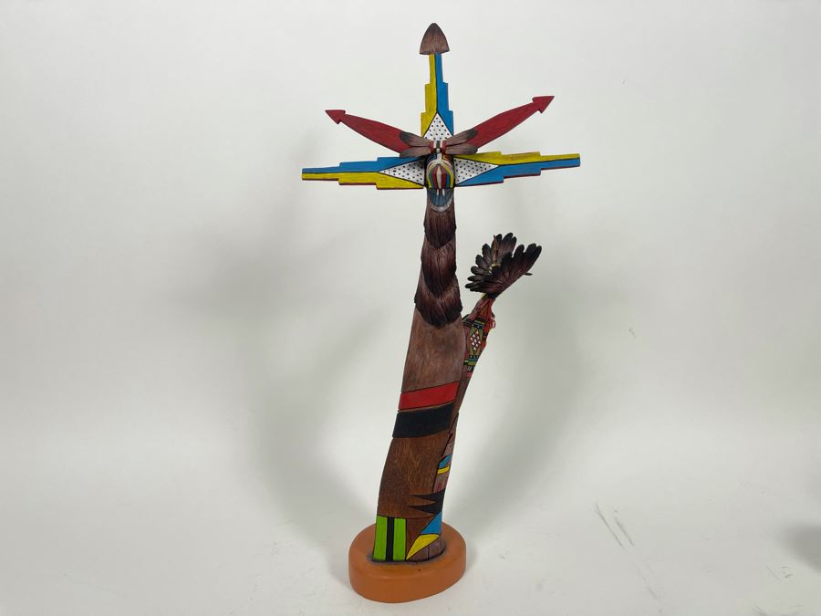 Hand Carved Hand-Painted Kachina Shalako / Quaho Hopi Maiden Eagle Native American By Edgar Sumatzkuku 17.5H X 8W Retails $325 [Photo 3]