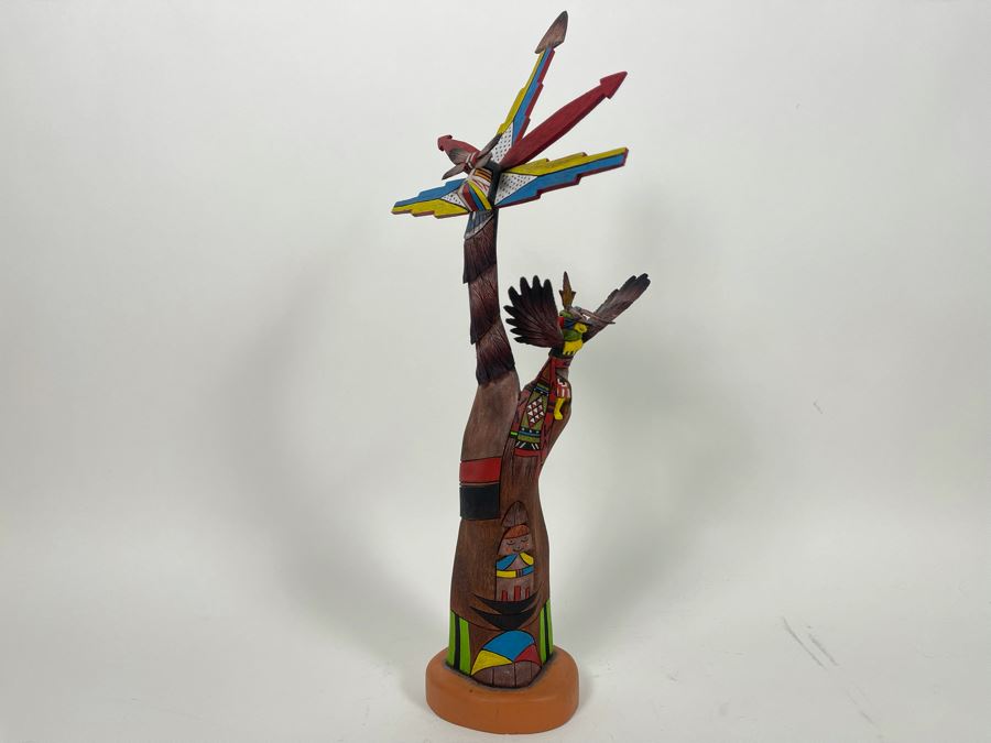 Hand Carved Hand-Painted Kachina Shalako / Quaho Hopi Maiden Eagle Native American By Edgar Sumatzkuku 17.5H X 8W Retails $325 [Photo 5]