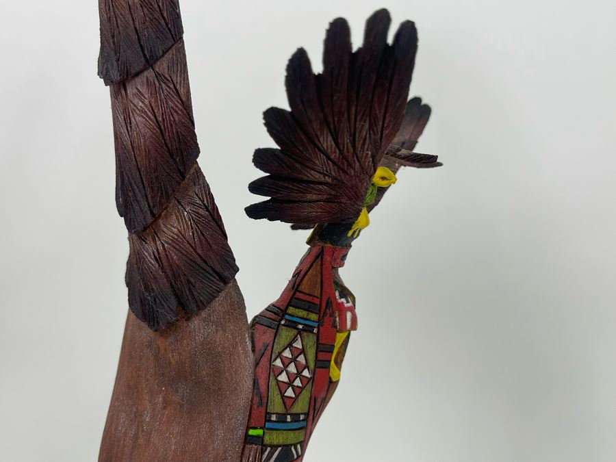 Hand Carved Hand-Painted Kachina Shalako / Quaho Hopi Maiden Eagle Native American By Edgar Sumatzkuku 17.5H X 8W Retails $325 [Photo 8]