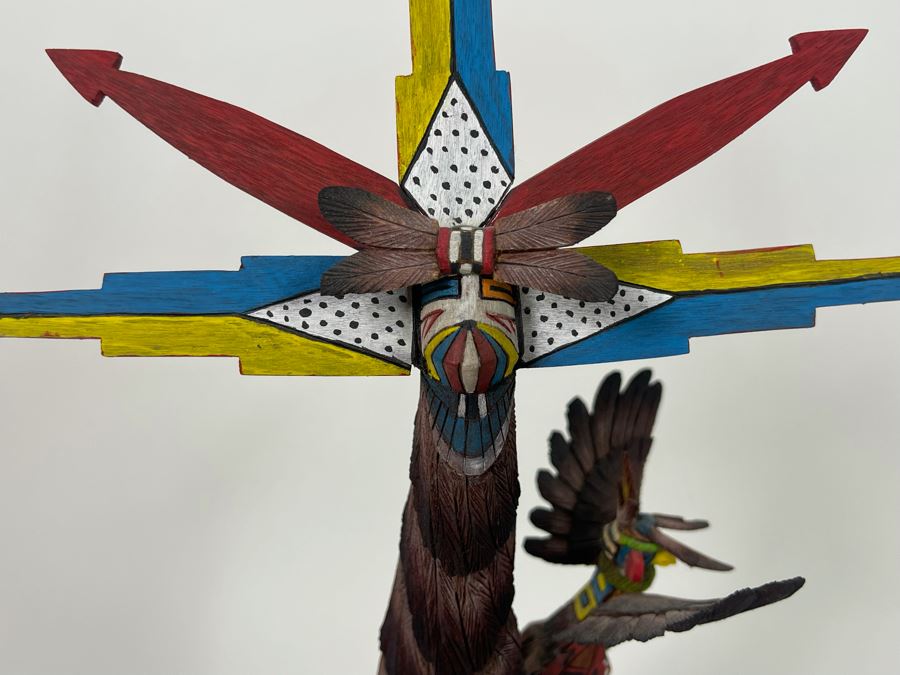 Hand Carved Hand-Painted Kachina Shalako / Quaho Hopi Maiden Eagle Native American By Edgar Sumatzkuku 17.5H X 8W Retails $325 [Photo 12]