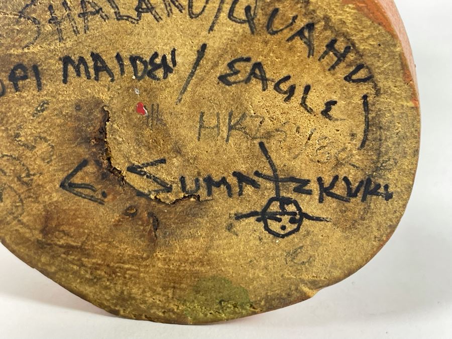 Hand Carved Hand-Painted Kachina Shalako / Quaho Hopi Maiden Eagle Native American By Edgar Sumatzkuku 17.5H X 8W Retails $325 [Photo 23]