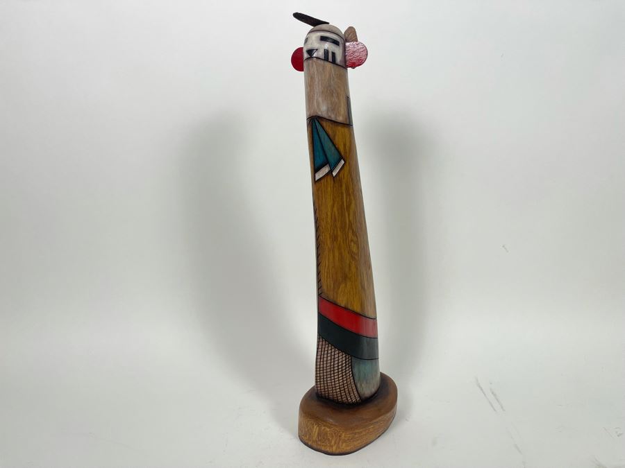 Hand Carved Hand-Painted Kachina 'Snow Maiden' Hopi Native American By John Paleahla Jr. 17H Retails $295 [Photo 2]