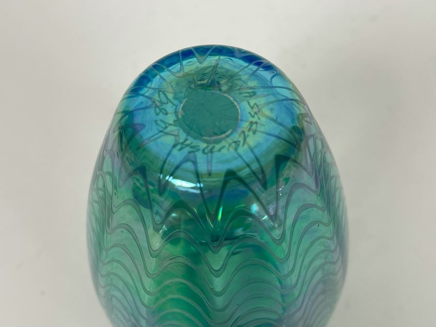 Signed Art Glass Vase 6H [Photo 6]