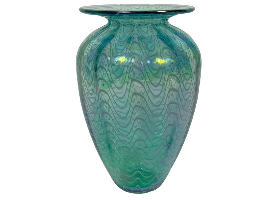 Signed Art Glass Vase 6H