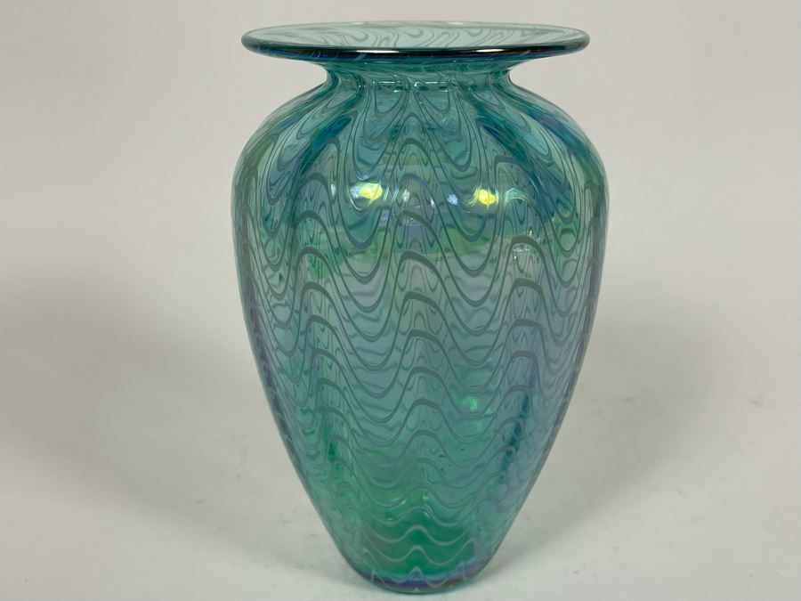 Signed Art Glass Vase 6H [Photo 2]