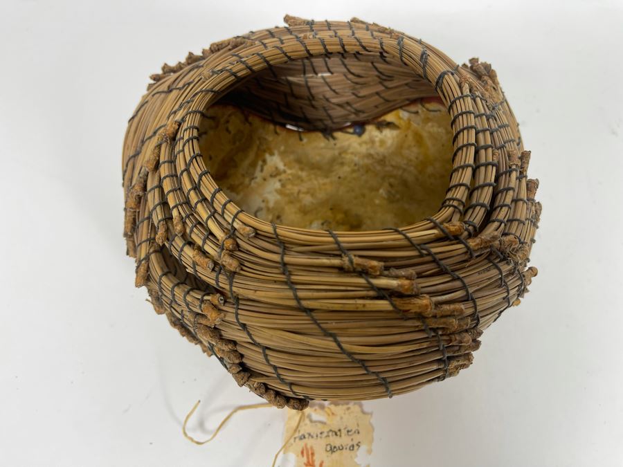 Handcrafted Gourd Pine Needle Basket By Mary Pryor 7W X 4H Retails $75 [Photo 6]