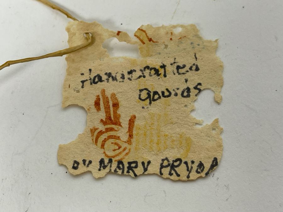 Handcrafted Gourd Pine Needle Basket By Mary Pryor 7W X 4H Retails $75 [Photo 12]