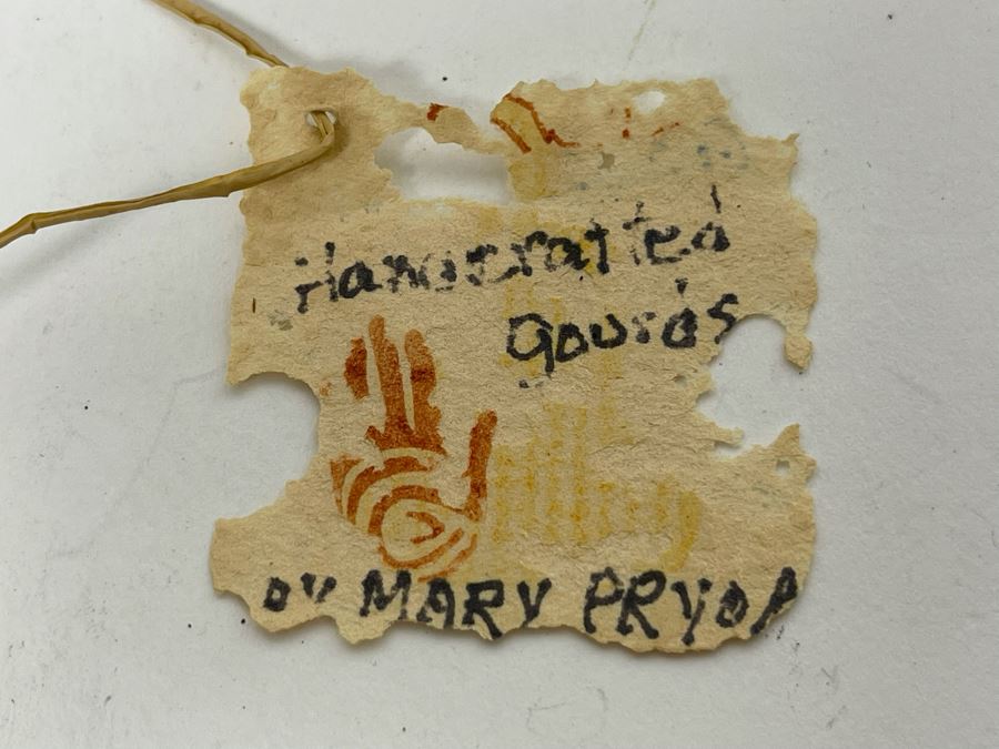 Handcrafted Gourd Pine Needle Basket By Mary Pryor 7W X 4H Retails $75 [Photo 11]