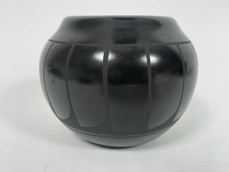 Native American Black Pottery Pot Signed Adakai 4W X 3H [Photo 5]