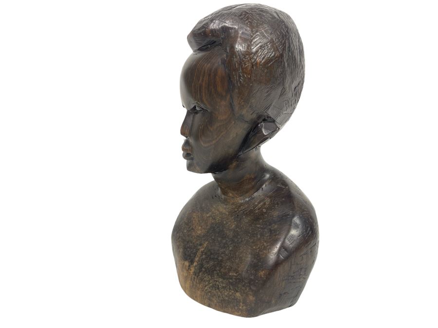Carved Ironwood Bust Of Man 7H