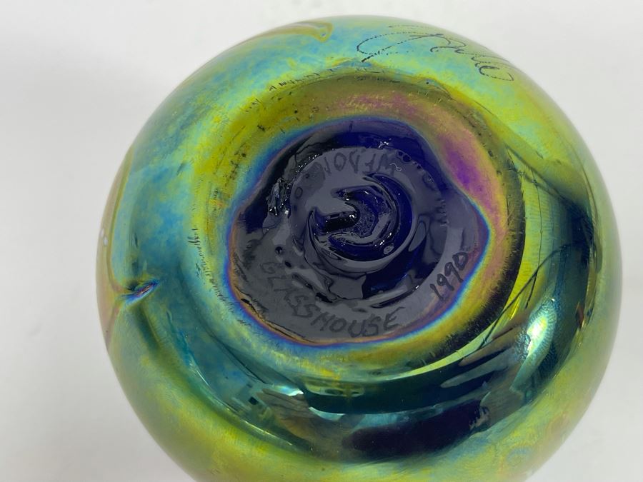 1990 Glasshouse Iridescent Art Glass Paperweight 3.5W X 2.5H [Photo 7]