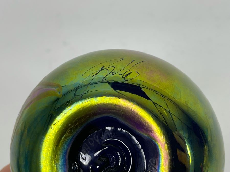 1990 Glasshouse Iridescent Art Glass Paperweight 3.5W X 2.5H [Photo 13]