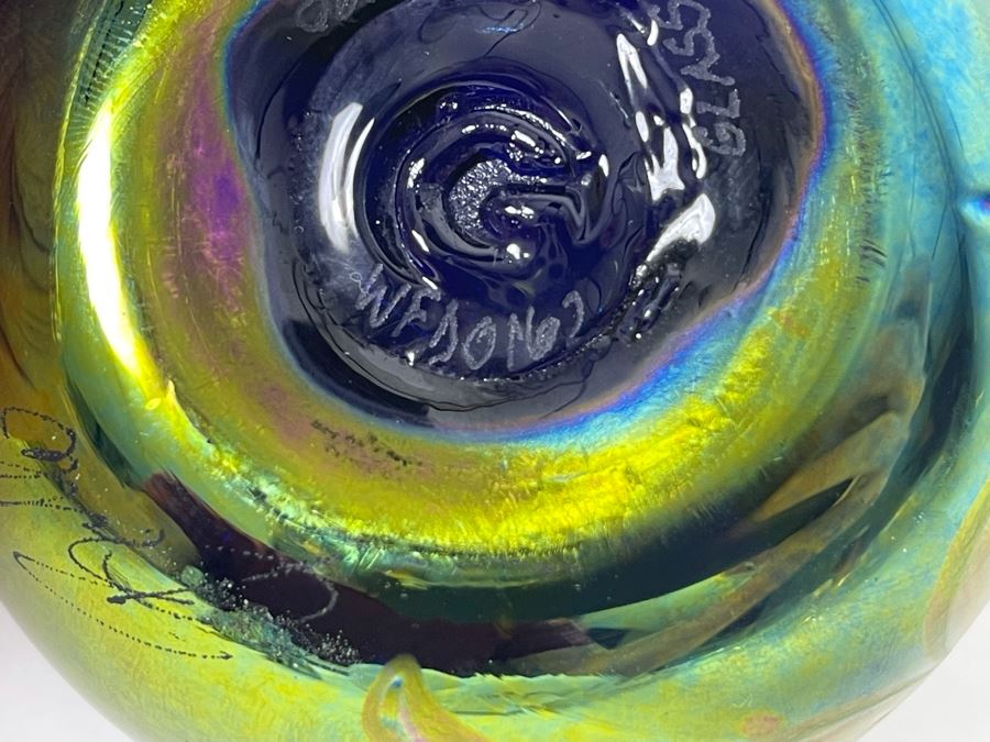 1990 Glasshouse Iridescent Art Glass Paperweight 3.5W X 2.5H [Photo 9]