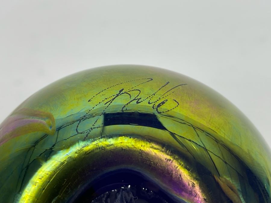 1990 Glasshouse Iridescent Art Glass Paperweight 3.5W X 2.5H [Photo 12]