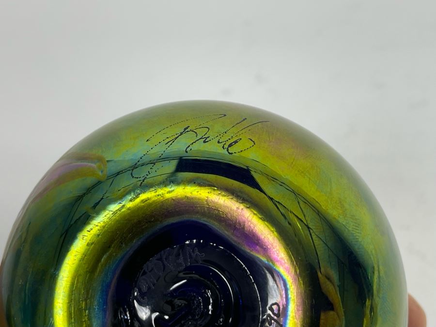 1990 Glasshouse Iridescent Art Glass Paperweight 3.5W X 2.5H [Photo 11]