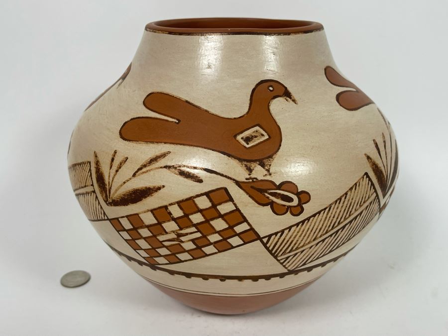 Gladys Sratyuwe Paquin Native American Zuni Pottery Jar 1988 Laguna Pueblo 9W X 9H [Photo 6]