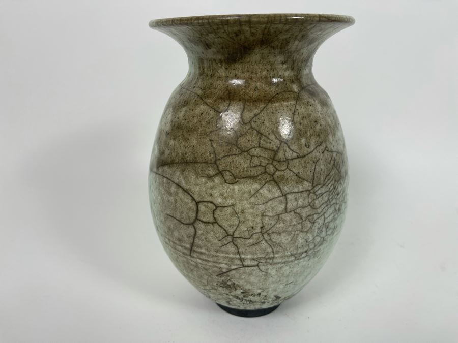 Signed Handmade Raku Pottery 6W X 9H