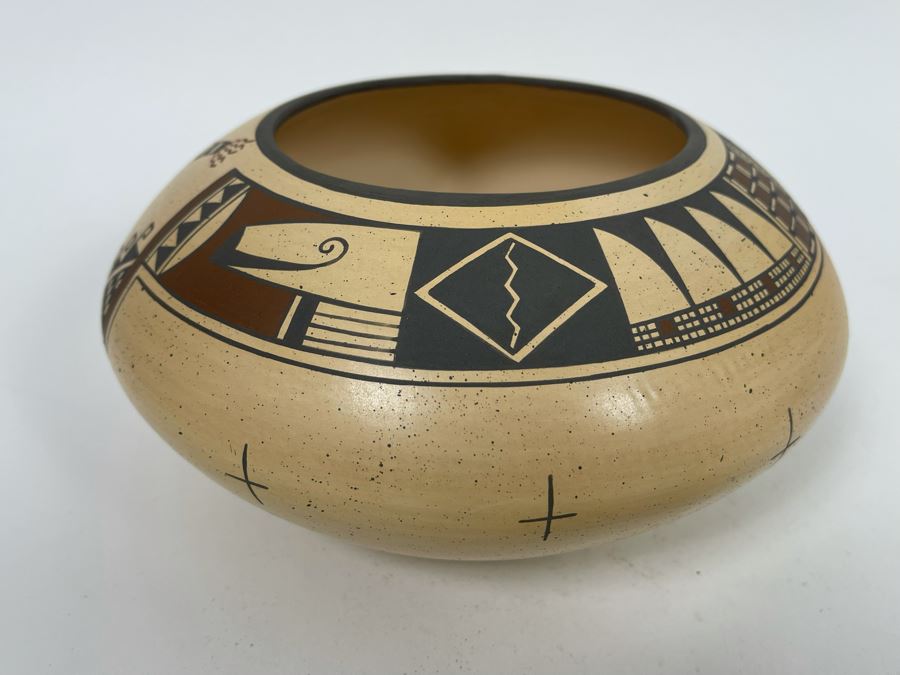 Agnes Stella Nahsonhoya Native American Hopi Pottery Bowl 7.5W X 4H [Photo 6]