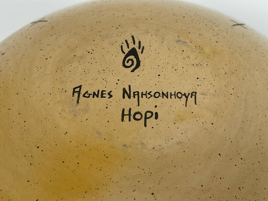 Agnes Stella Nahsonhoya Native American Hopi Pottery Bowl 7.5W X 4H [Photo 12]