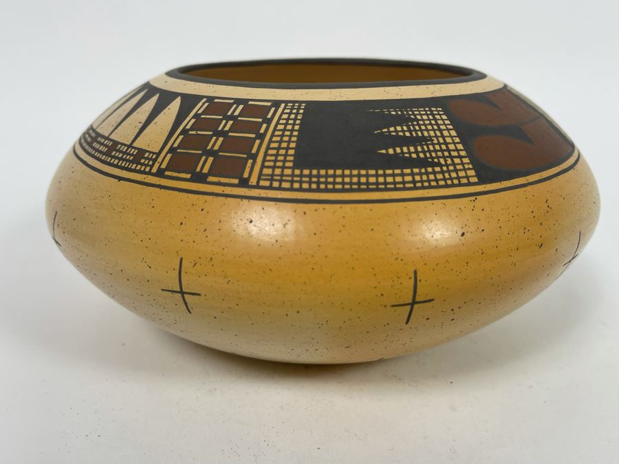 Agnes Stella Nahsonhoya Native American Hopi Pottery Bowl 7.5W X 4H [Photo 7]
