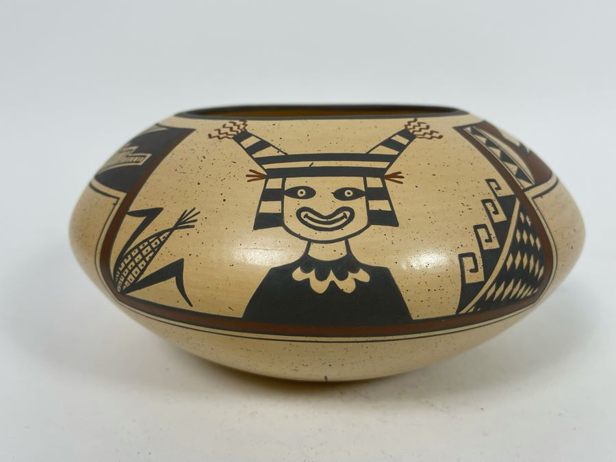 Agnes Stella Nahsonhoya Native American Hopi Pottery Bowl 7.5W X 4H [Photo 3]