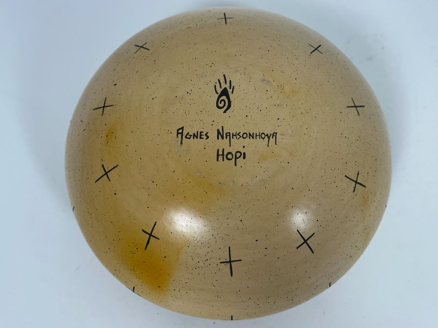 Agnes Stella Nahsonhoya Native American Hopi Pottery Bowl 7.5W X 4H [Photo 10]