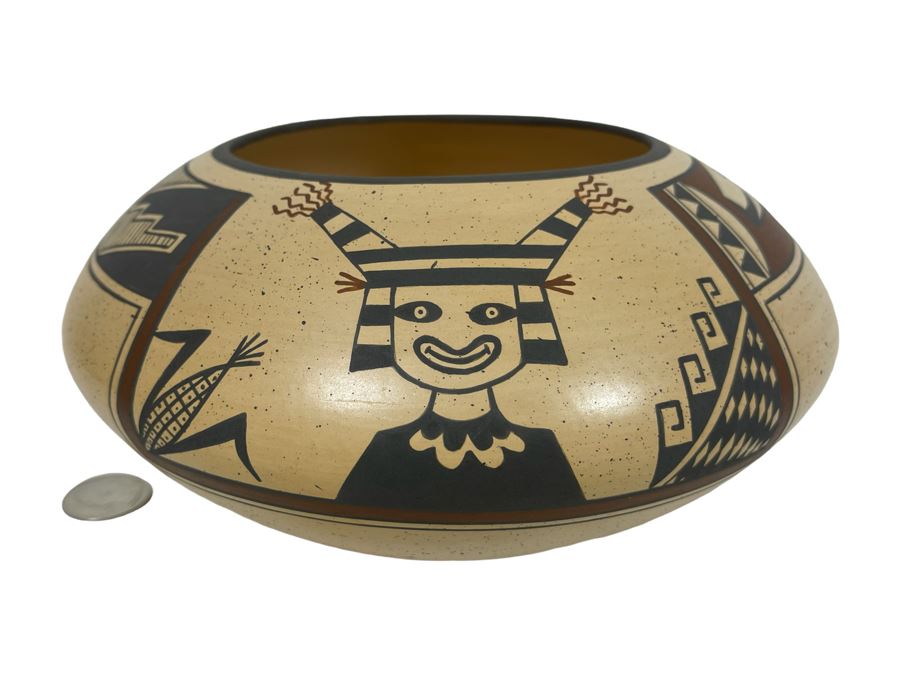 Agnes Stella Nahsonhoya Native American Hopi Pottery Bowl 7.5W X 4H [Photo 1]
