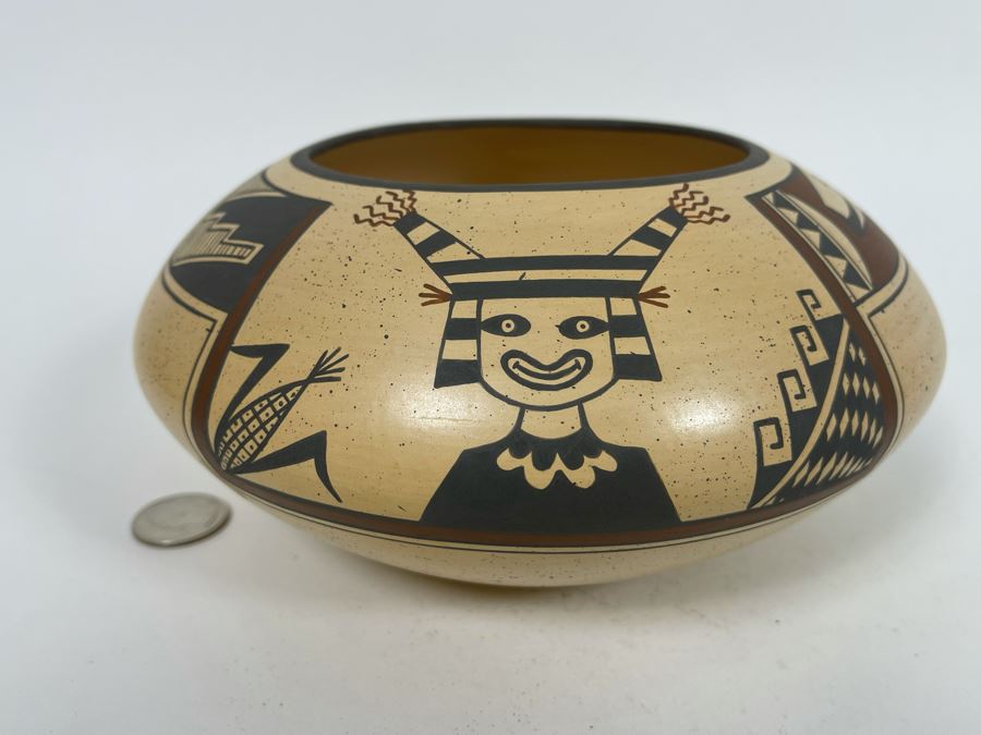 Agnes Stella Nahsonhoya Native American Hopi Pottery Bowl 7.5W X 4H [Photo 4]