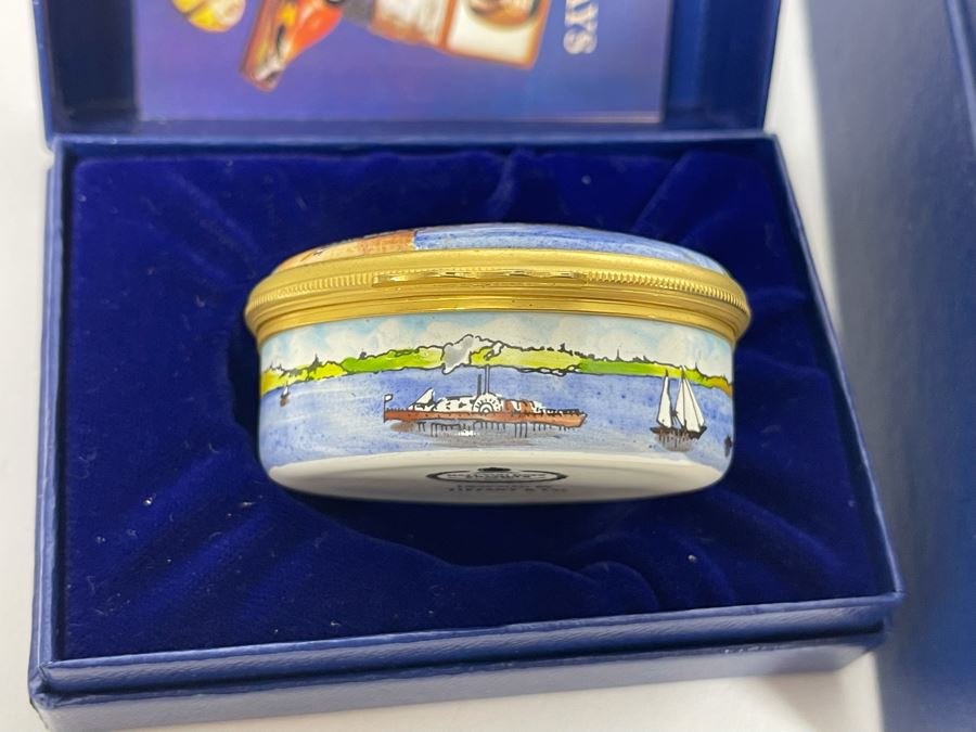 Tiffany & Co Designed Halcyon Days Enamels England Brooklyn Bridge Enamel Box And Limited Edition Cup To Commemorate The 150th Anniversary Of London's First Hansom Cab Both With Boxes [Photo 6]