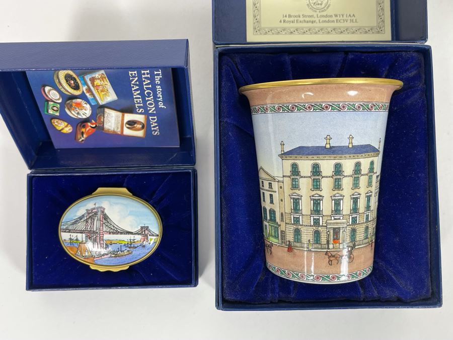 Tiffany & Co Designed Halcyon Days Enamels England Brooklyn Bridge