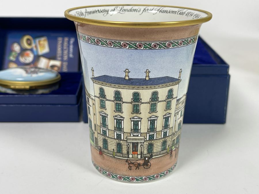 Tiffany & Co Designed Halcyon Days Enamels England Brooklyn Bridge Enamel Box And Limited Edition Cup To Commemorate The 150th Anniversary Of London's First Hansom Cab Both With Boxes [Photo 8]