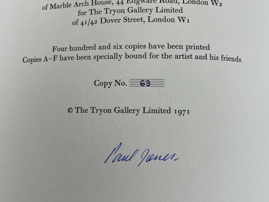 Signed Large Format Limited Edition Book Flora Superba By Artist Paul Jones Published By The Tryon Gallery Limited 1971 Estimate $750-$1,000 [Photo 11]