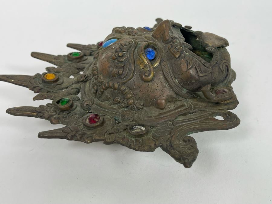Vintage Tibetan Bronze Incense Burner Wall Mask 8W X 8H X 3D [Photo 8]