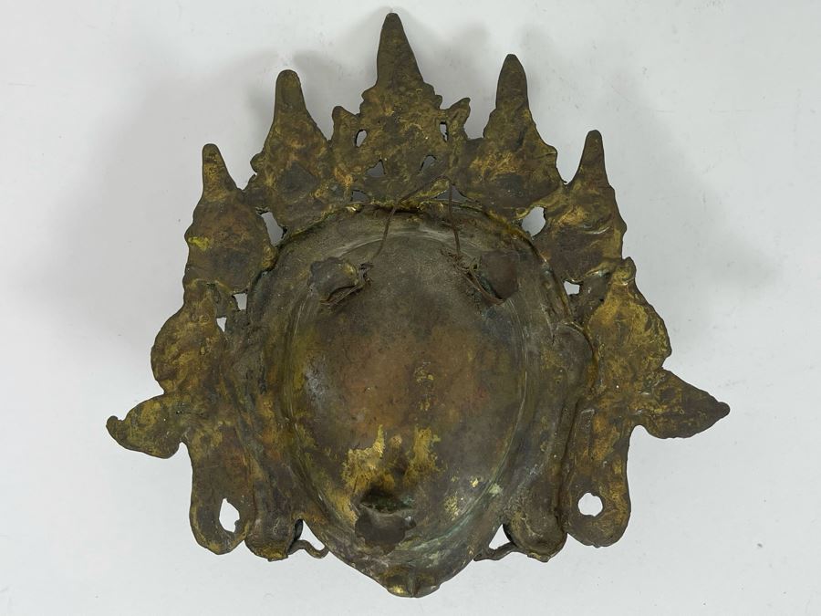 Vintage Tibetan Bronze Incense Burner Wall Mask 8W X 8H X 3D [Photo 9]