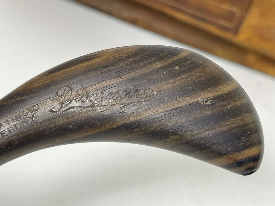 Vintage Japanese Natural Ebony Brush With Leather Case By Progressive [Photo 8]