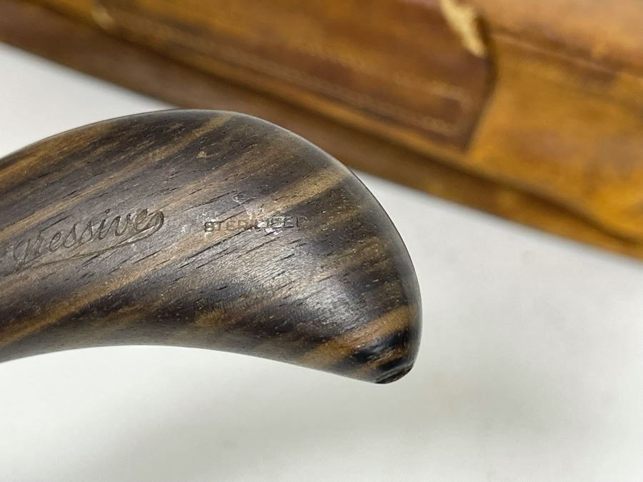 Vintage Japanese Natural Ebony Brush With Leather Case By Progressive [Photo 9]