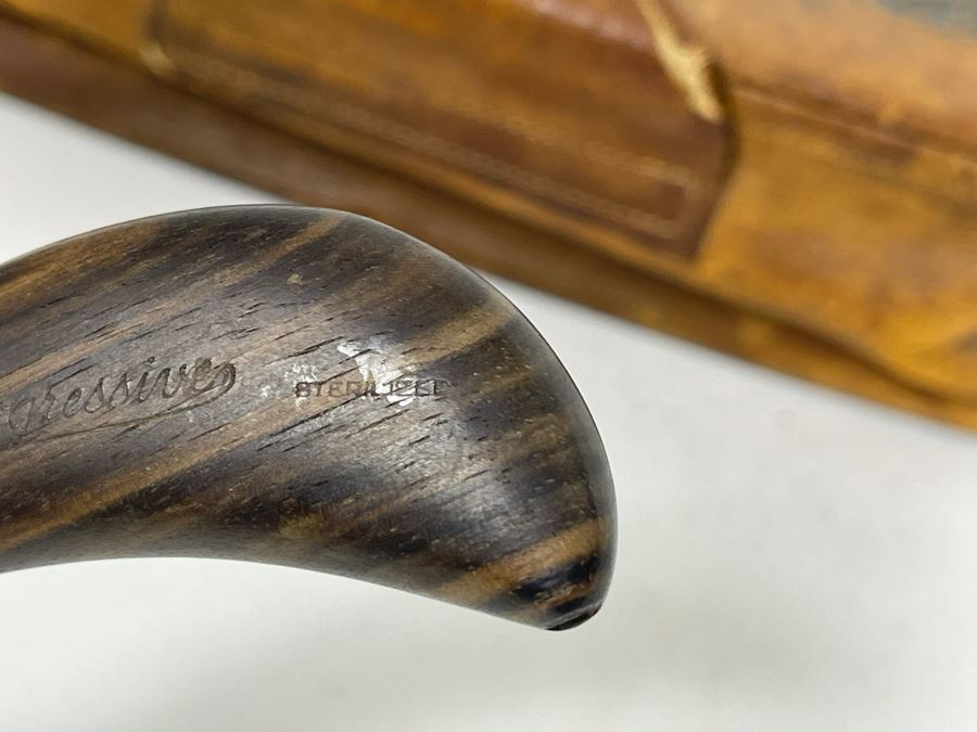 Vintage Japanese Natural Ebony Brush With Leather Case By Progressive [Photo 10]