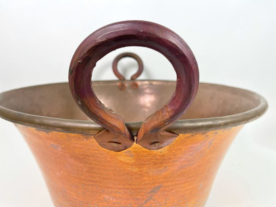 Very Large Handled Copper Pots Bowls Heavy 21.5R & 18R [Photo 16]