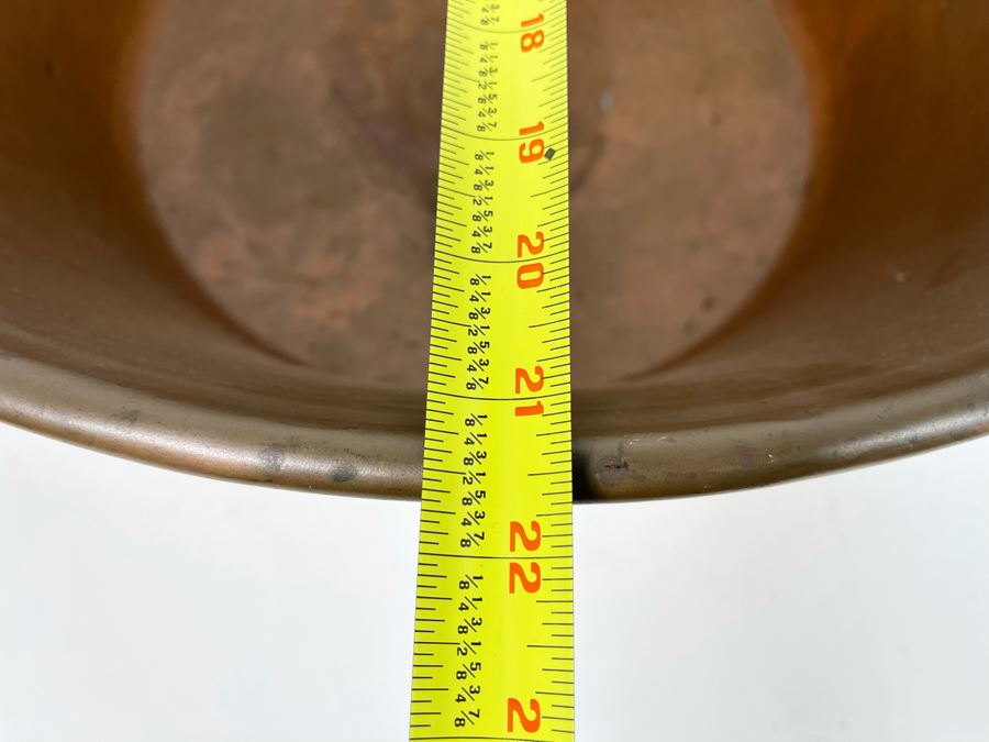 Very Large Handled Copper Pots Bowls Heavy 21.5R & 18R [Photo 11]