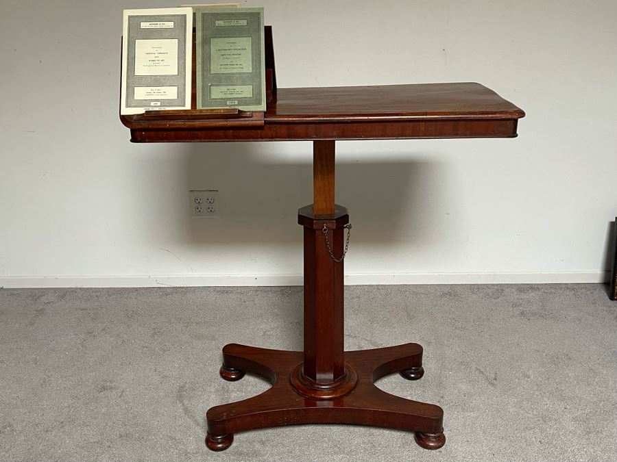 Antique 19th Century Victorian Mahogany Adjustable Reading Table 35.5W X 17D X 29-39H [Photo 17]