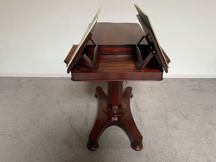 Antique 19th Century Victorian Mahogany Adjustable Reading Table 35.5W X 17D X 29-39H [Photo 4]