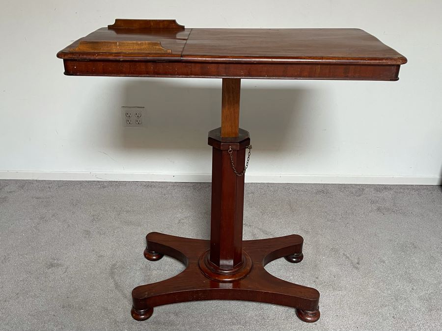 Antique 19th Century Victorian Mahogany Adjustable Reading Table 35.5W X 17D X 29-39H [Photo 12]