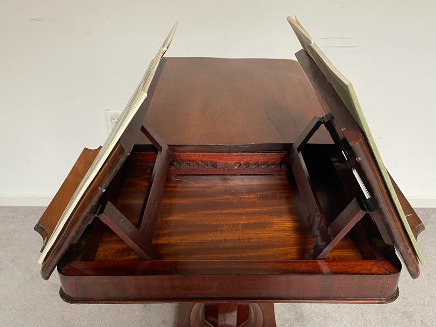 Antique 19th Century Victorian Mahogany Adjustable Reading Table 35.5W X 17D X 29-39H [Photo 6]
